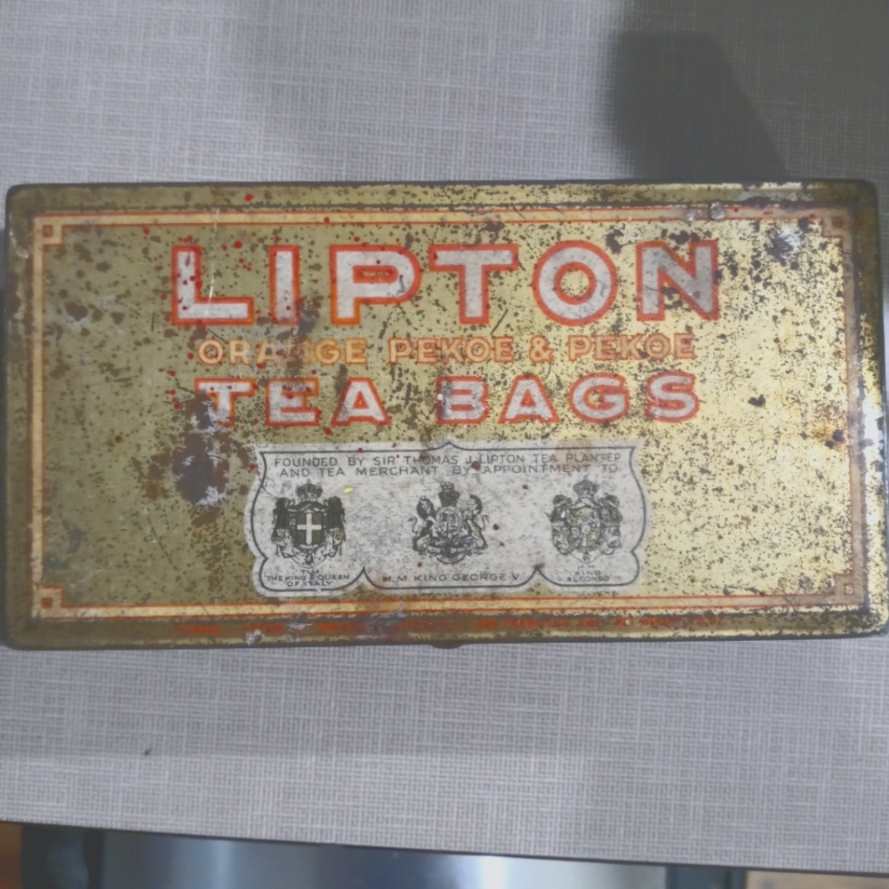 Antique Lipton Orange Pekoe Tea Bag Tin